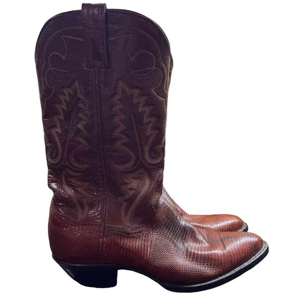 Vintage Panhandle Slim Leather Western Lizard Cowboy Boots Sz 6.5
